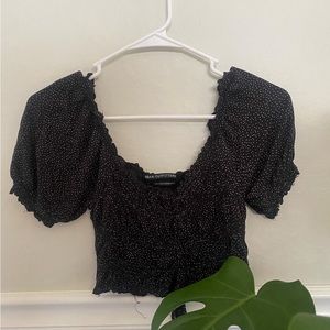 Cinched Polka Dot Crop Top